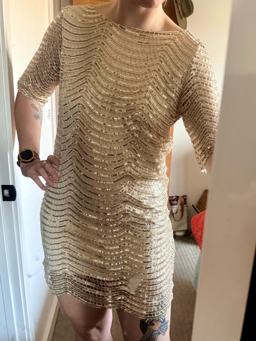 Gold Sequin Vintage Dress